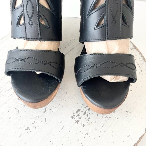 NEW Lane Boots BECCA Womens Black Wedges 8.5 Western Sandals Cowgirl Leather - Picture 6 of 11